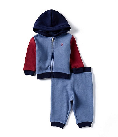 Ralph Lauren Baby Boys 3-24 Months Long Sleeve Colorblock Fleece Hoodie & Solid Jogger Pant Set