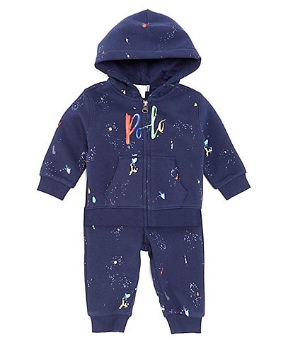 Ralph Lauren Baby Boys 3-24 Months Long Sleeve Logo Full-Zip Fleece Hoodie & Pant Set