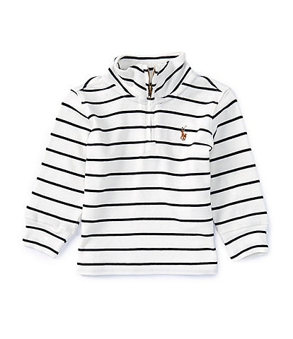 Ralph Lauren Baby Boys 3-24 Months Long Sleeve Striped Quarter-Zip Interlock Pullover