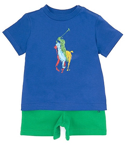 Ralph Lauren Baby Boys 3-24 Months Short Sleeve Big Pony Jersey T-Shirt & Fleece Shorts Set