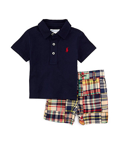 Ralph Lauren Baby Boys 3-24 Months Short-Sleeve Jersey Polo Shirt & Madras Shorts Set