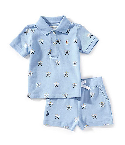 Ralph Lauren Baby Boys 3-24 Months Short-Sleeve Logo Mesh Polo Shirt & Matching Shorts Set