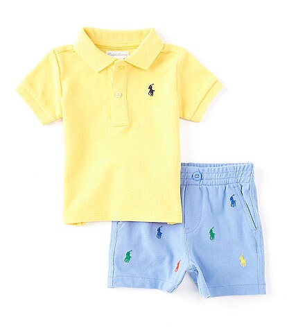 Ralph Lauren Baby Boys 3-24 Months Short Sleeve Mesh Polo Shirt & Short Set