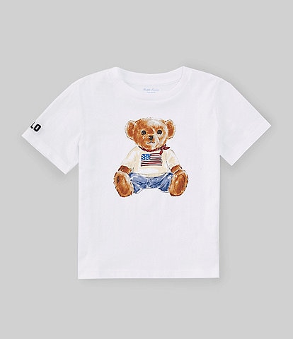 Ralph Lauren Baby Boys 3-24 Months Short Sleeve American Flag Polo Bear Jersey T-Shirt