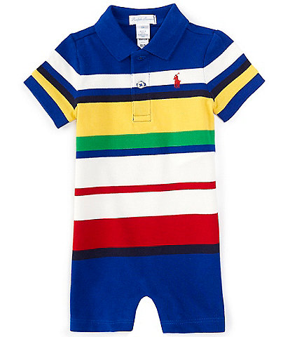Ralph Lauren Baby Boys 3-24 Months Short Sleeve Striped Mesh Polo Shortall
