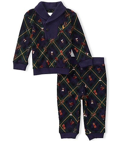 Ralph Lauren Baby Boys Long-Sleeve Plaid Pullover & Matching Jogger Pant Set