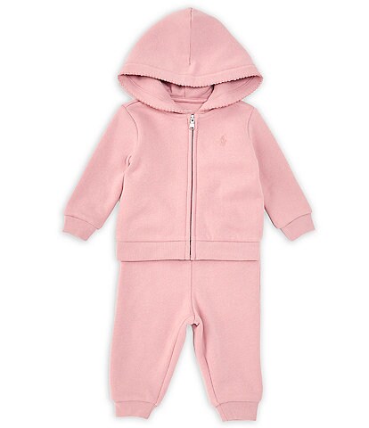 Ralph Lauren Baby Girls 3-24 Months Long Sleeve Full-Zip Fleece Hoodie & Jogger Pants Set
