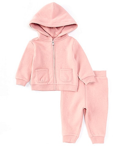 Ralph Lauren Baby Girls 3-24 Months Long Sleeve Picot-Trimmed Fleece Hoodie & Jogger Pant Set