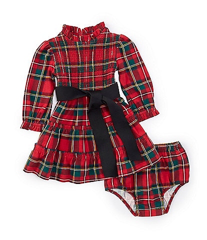 Ralph Lauren Baby Girls 3-24 Months Long-Sleeve Plaid Jersey Fit-And-Flare Dress