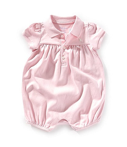 Ralph Lauren Baby Girls 3-24 Months Puffed-Sleeve Interlock Bubble Romper