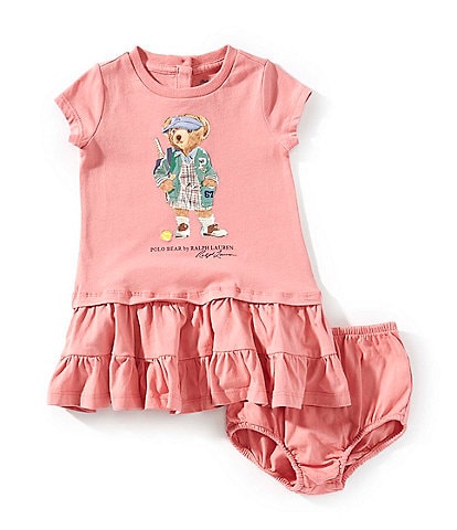 Ralph Lauren Baby Girls 3-24 Months Puffed-Sleeve Polo Bear Tiered Jersey Dress