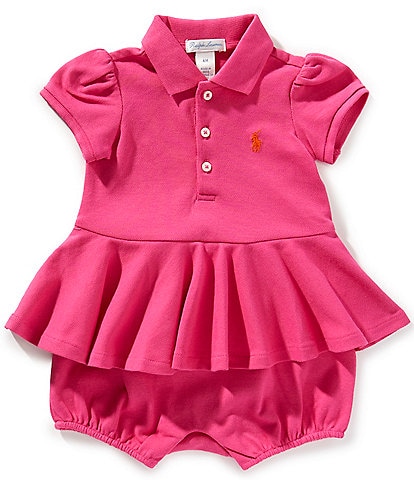 Ralph Lauren Baby Girls 3-24 Months Puffed-Sleeve Stretch Mesh Peplum Romper
