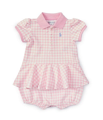 Ralph Lauren Baby Girls 3-24 Months Puffled-Sleeve Gingham Peplum Mesh Romper