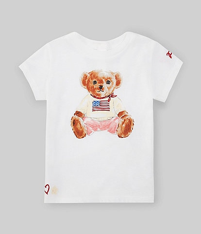 Ralph Lauren Baby Girls 3-24 Months Short Sleeve Americana Polo Bear Jersey T-Shirt