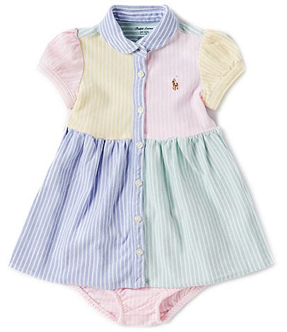 Ralph Lauren Baby Girls 3-24 Months Short Sleeve Color Block Mesh Shirtdress