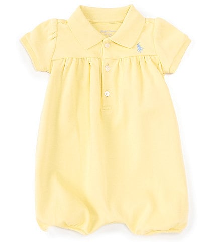 Ralph Lauren Baby Girls 3-24 Months Short Sleeve Interlock Romper