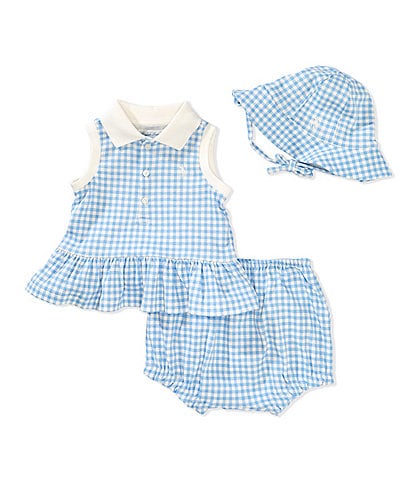 Ralph Lauren Baby Girls 3-24 Months Sleeveless Gingham Interlock Polo Shirt & Bloomer Set