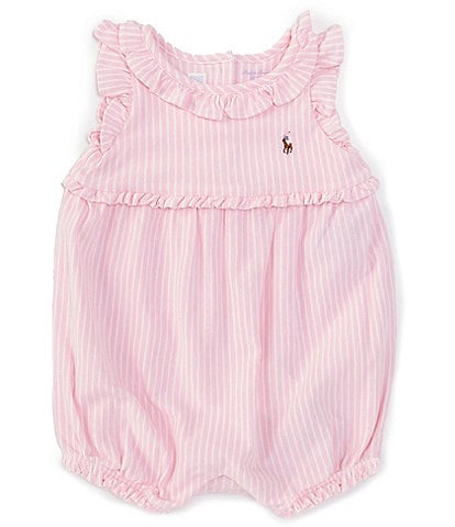 Ralph Lauren Baby Girls 3-24 Months Sleeveless Striped Knit Oxford Romper
