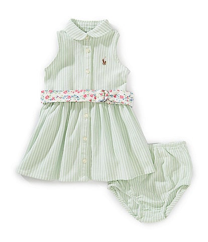 Ralph Lauren Baby Girls 3-24 Months Sleeveless Striped Knit Oxford Shirtdress