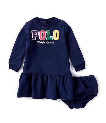 Ralph Lauren Baby Girls 9-24 Months Long Sleeve Appliqued Drop-Waist Dress