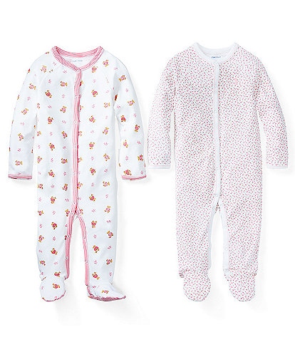 Ralph Lauren Baby Girls Newborn-9 Months Polo Bear Footed Coverall & Floral Footed Coverall Separates Collection