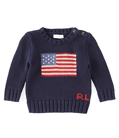 Ralph Lauren Baby Boys 3-24 Months Long Sleeve American Flag Sweater