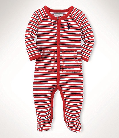 Ralph Lauren Baby Boys Newborn-9 Months Long Sleeve Striped Footed Coverall