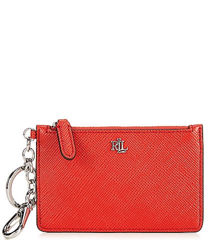 Ralph Lauren Crosshatch Leather Zip Card Case