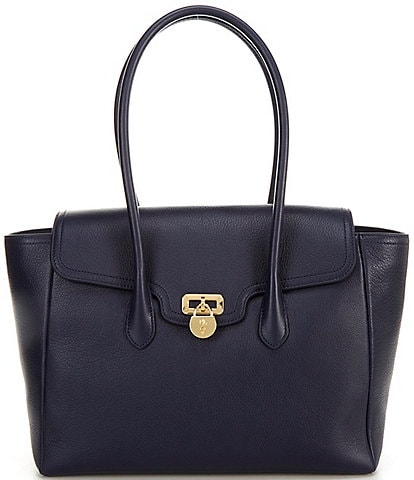 Ralph Lauren Pebbled Leather Large Tanner Satchel Bag