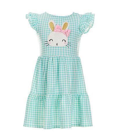 Rare Editions Little Girls 2T-6X Sleeveless Gingham-Checked Easter-Bunny-Applique A-Line Dress