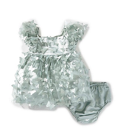 Rare Editions Baby Girls 12-24 Months Puff-Sleeve Three-Dimensional-Butterfly-Appliqued Fit-And-Flare Dress