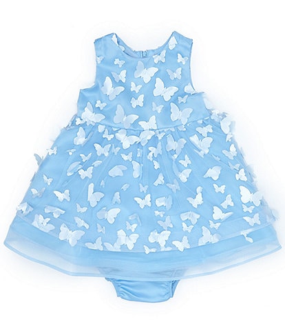 Rare Editions Baby Girls 12-24 Months Sleeveless Three-Dimensional-Butterfly-Appliqued Fit-And-Flare Dress