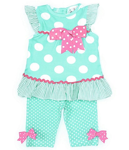 Rare Editions Baby Girls 3-24 Months Flutter Sleeve Large Dot Tunic Top & Solid Leggings Set