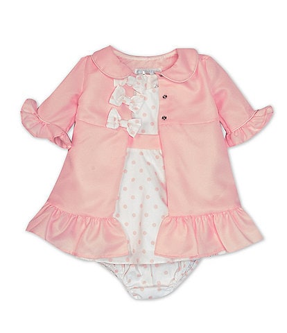 Rare Editions Baby Girls 3-24 Months Polka Dot Print Dress & Bow Coat Set