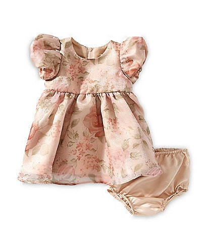 Rare Editions Baby Girls 3-24 Months Puffed-Sleeve Floral Organza Fit-And-Flare Dress