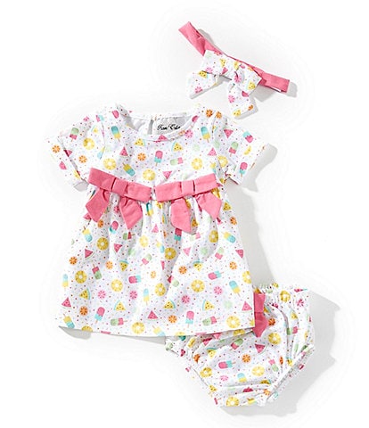 Rare Editions Baby Girls 3-24 Months Short-Sleeve Mixed-Media-Printed Fit-And-Flare Dress