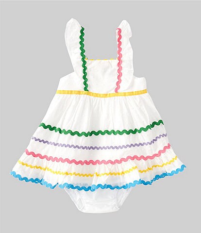 Rare Editions Baby Girls 3-24 Months Sleeveless Clip-Dot Ricrac-Trimmed Fit-And-Flare Dress