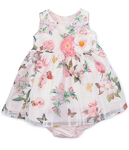 Rare Editions Baby Girls 3-24 Months Sleeveless Floral/Butterfly-Printed Organza Fit-And-Flare Dress