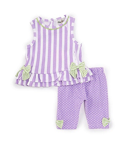 Rare Editions Baby Girls 3-24 Months Sleeveless Striped Tunic Top & Printed Leggings Set