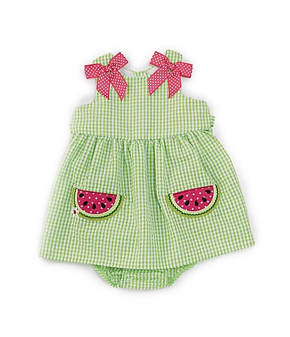 Rare Editions Baby Girls 3-24 Months Sleeveless Watermelon-Appliqued Pocket Seersucker Fit & Flare Dress