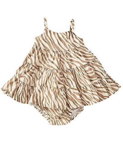 Rare Editions Baby Girls 3-24 Months Sleeveless Zebra-Printed Tiered Linen-Blend Dress