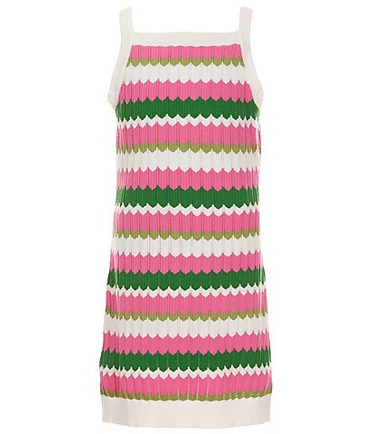 Rare Editions Big Girls 7-16 Crochet-Stripe Sheath Dress