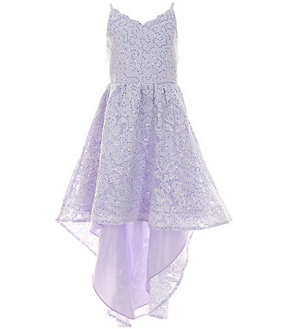 Rare Editions Big Girls 7-16 Sleeveless Sequin-Embellished Lace High-Low-Hem Ballgown