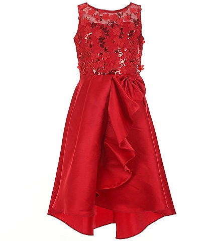 Rare Editions Big Girls 7-16 Three-Dimensional Sequin-Embellished  Bodice/Cascading Satin-Skirted Ballgown