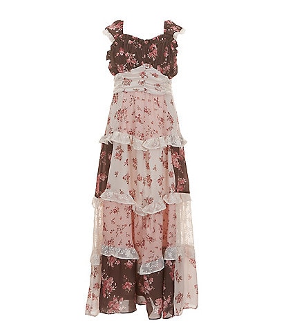 Rare Editions Big Girls Patchwork Chiffon Midi Dress