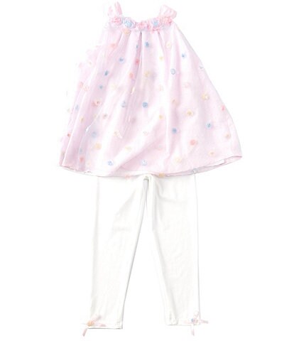 Rare Editions Little Girls 2T-4T Cap-Sleeve Floral Soutache Tunic Top & Detailed-Hem Leggings Set