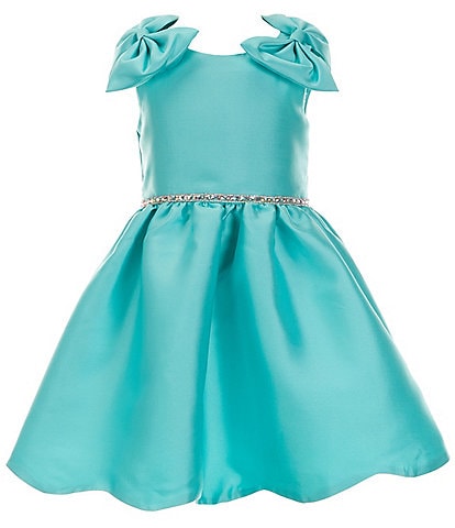 Rare Editions Little Girls 2T-6X Bow-Accented-Shoulder Fit-And-Flare Mikado Dress