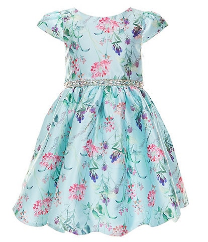 Rare Editions Little Girls 2T-6X Cap-Sleeve Floral-Printed Mikado Fit-And-Flare Dress