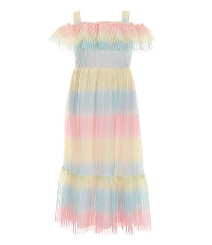 Rare Editions Little Girls 2T-6X Cold-Shoulder Ombre-Stripe Long Dress