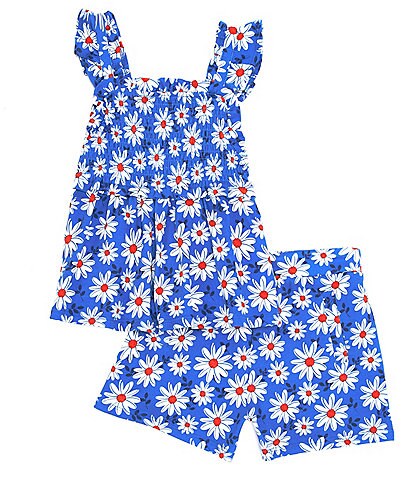 Rare Editions Little Girls 2T-6X Daisy-Printed Tank Top & Matching Shorts Set